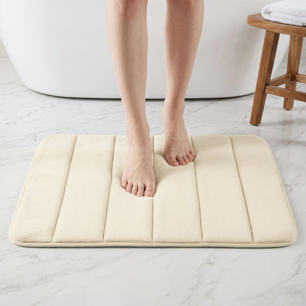 Non Slip Thick Soft Quick Dry Skid Absorbent Bathroom Rug 20" x 32" Khaki